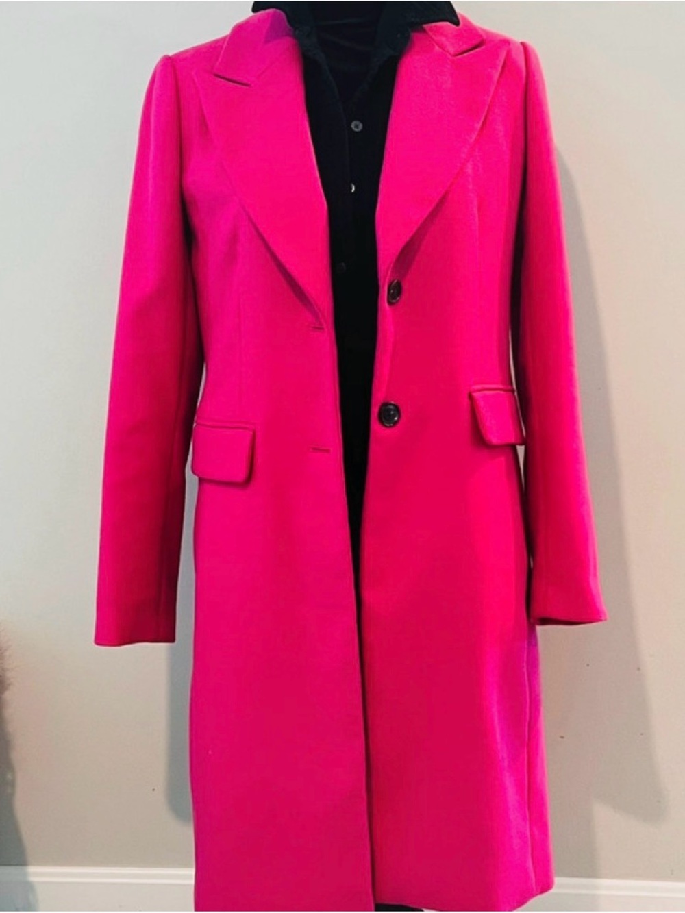Banana Republic Bright Hot Pink Single-Breasted Trench Coat